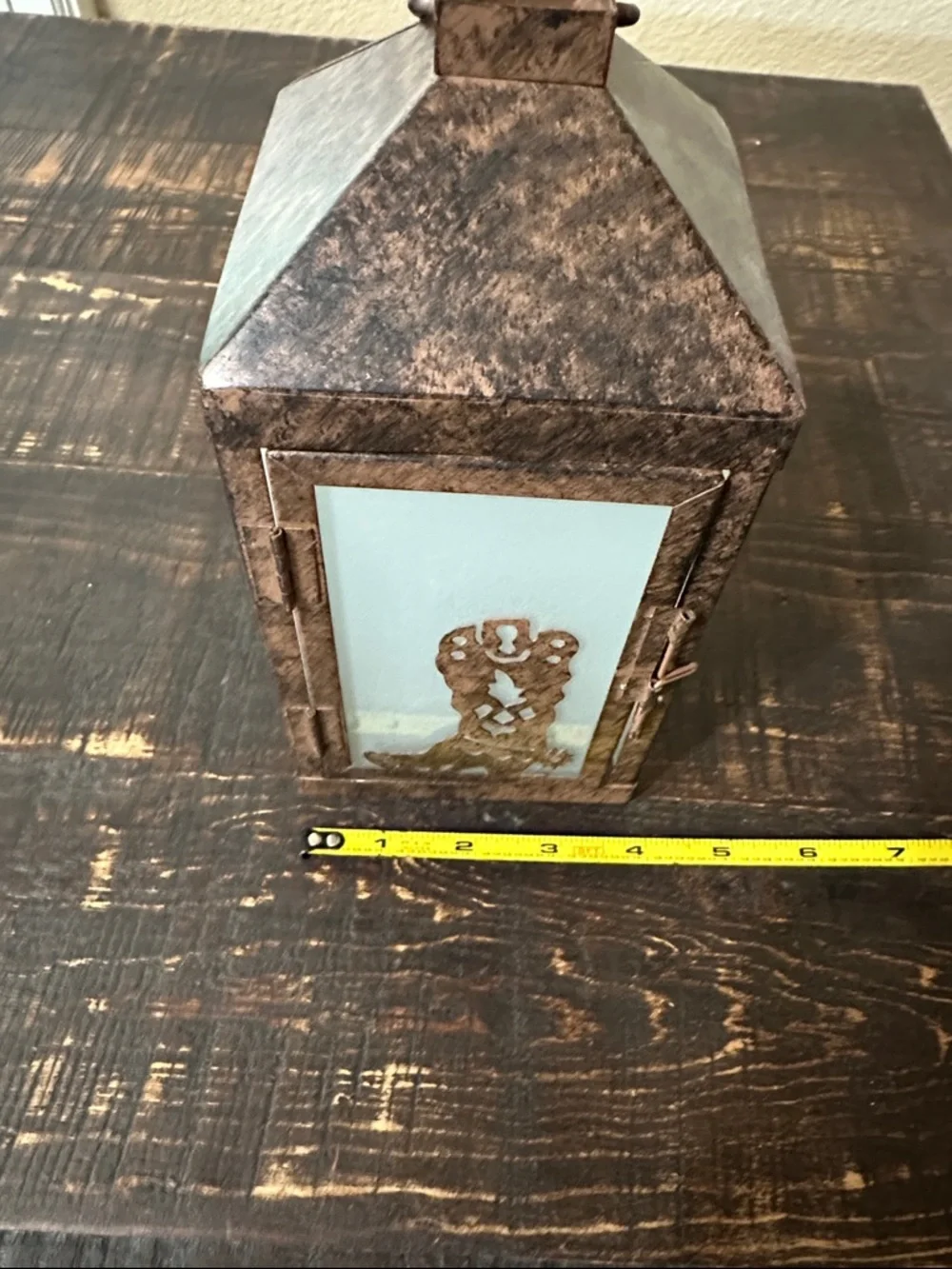 Rustic Brown Cowboy Boot Lantern - Home Accents